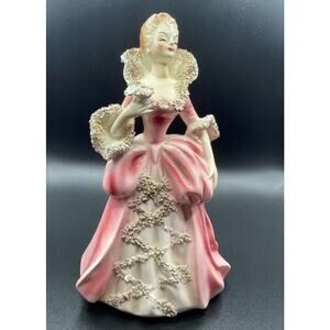 Fancy Pink Porcelain Lady by Atlas. Hand Painted